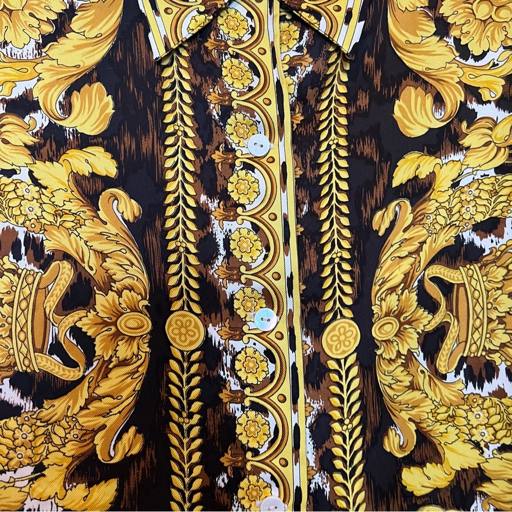 ET VOUS silk shirt medium vintage crown motif